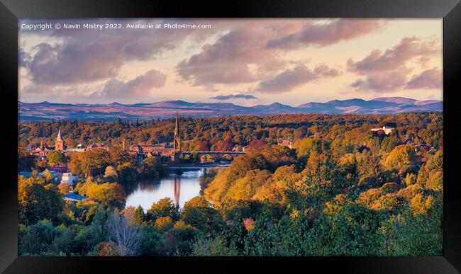 A view of Perth, the River Tay and the Autumn colours  Framed Print by Navin Mistry