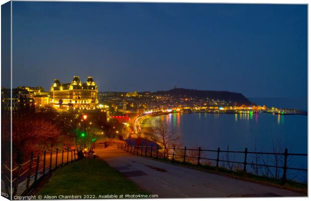 Scarborough At Night Canvas Print by Alison Chambers