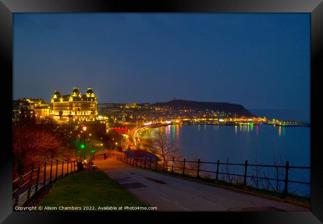 Scarborough At Night Framed Print by Alison Chambers