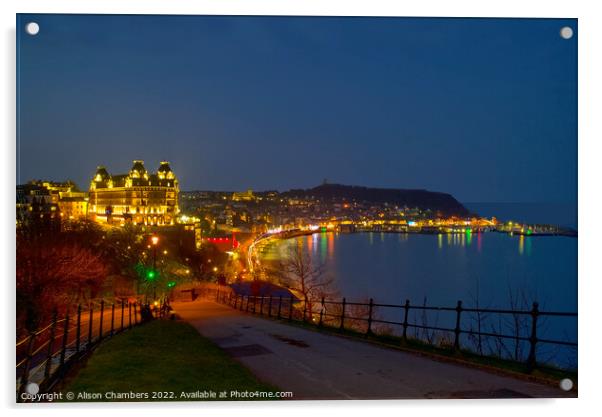 Scarborough At Night Acrylic by Alison Chambers