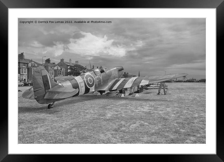 Spitfire on lytham common Framed Mounted Print by Derrick Fox Lomax