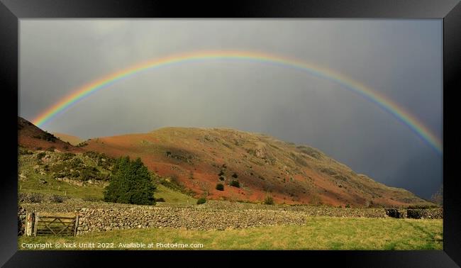 Rainbow over Middle Fell, Wasdale Framed Print by Nick Unitt