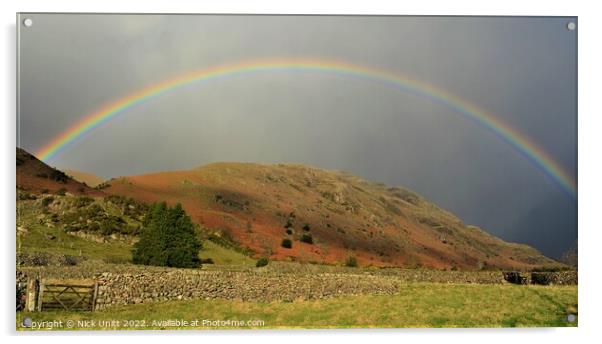 Rainbow over Middle Fell, Wasdale Acrylic by Nick Unitt