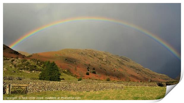 Rainbow over Middle Fell, Wasdale Print by Nick Unitt