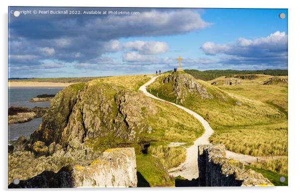 Walks on Llanddwyn Island Anglesey Acrylic by Pearl Bucknall