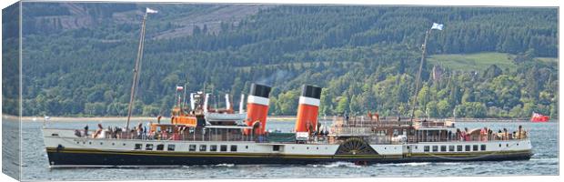 Waverley paddle steamer and Brodick castle Canvas Print by Allan Durward Photography