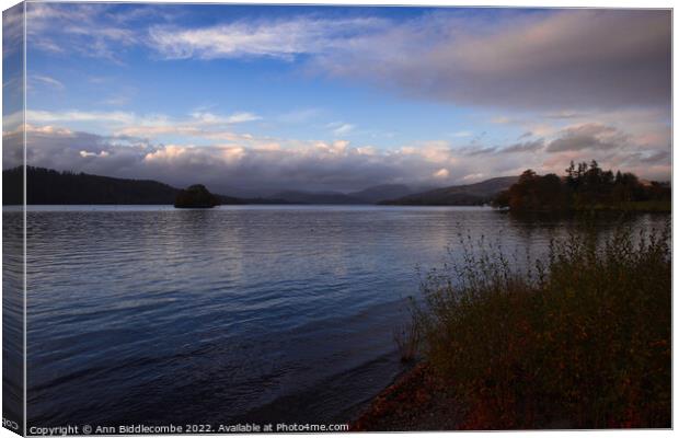 Lakeside in lake windermere Canvas Print by Ann Biddlecombe