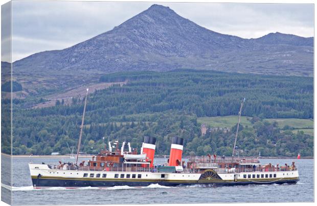 PS Waverley at Arran with Goat Fell as a backdrop Canvas Print by Allan Durward Photography