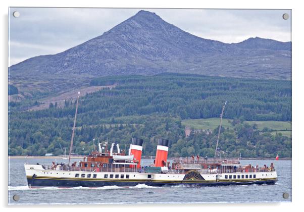 PS Waverley at Arran with Goat Fell as a backdrop Acrylic by Allan Durward Photography