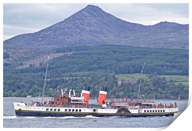 PS Waverley at Arran with Goat Fell as a backdrop Print by Allan Durward Photography