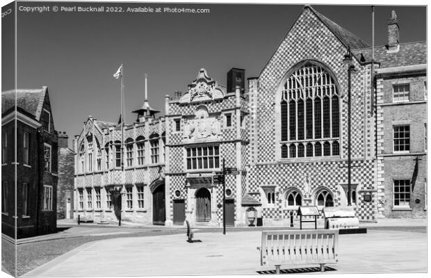 Old Kings Lynn Guildhall Black and White Canvas Print by Pearl Bucknall