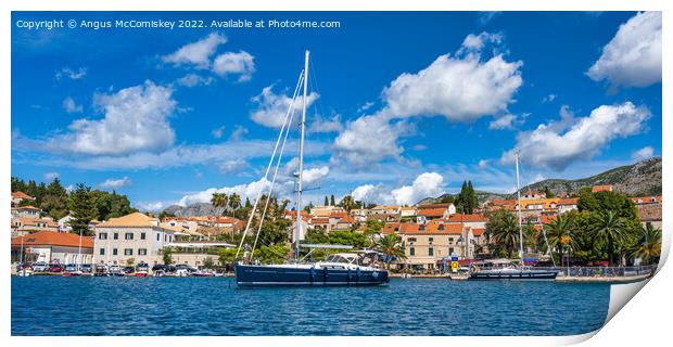 Yachts anchored on Cavtat waterfront in Croatia Print by Angus McComiskey