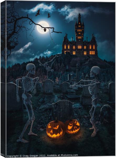 Dundee Skeleton Halloween Party Canvas Print by Craig Doogan