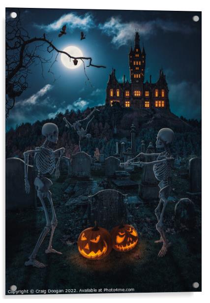 Dundee Skeleton Halloween Party Acrylic by Craig Doogan