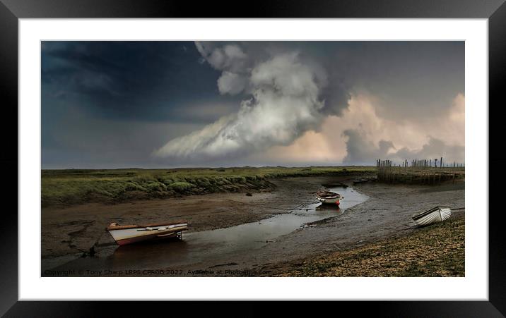 HIGH AND DRY -NORFOLK ESTUARY LOW TIDE Framed Mounted Print by Tony Sharp LRPS CPAGB