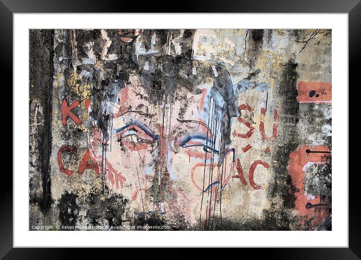 Saigon Wall Graffiti Framed Mounted Print by Kevin Plunkett