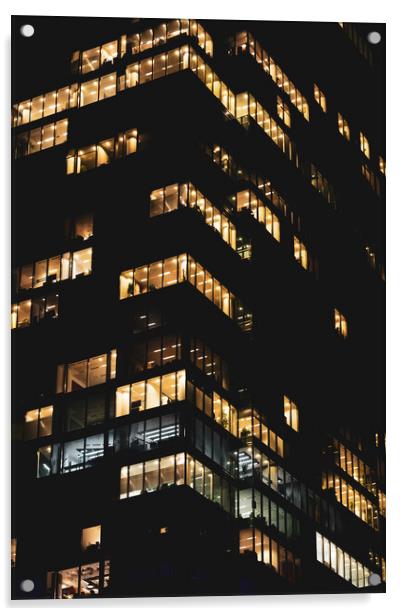 Office Building Corporate Skyscraper At Night Acrylic by Artur Bogacki