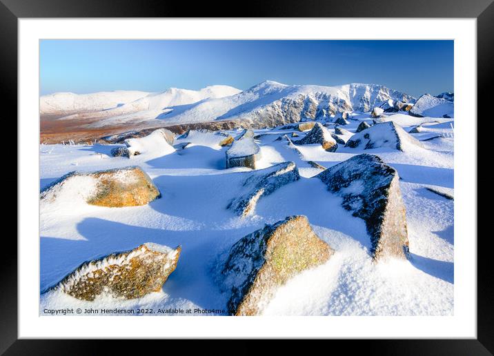 Carneddau mountains Snowdonia  Framed Mounted Print by John Henderson