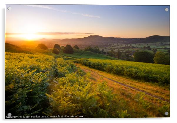 Sunrise over the Shropshire Hills Acrylic by Justin Foulkes