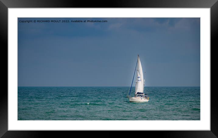 Yacht Under Sail Off Weymouth In Dorset Framed Mounted Print by RICHARD MOULT