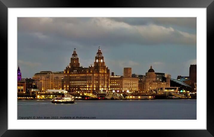 Liverpool Waterfront Skyline  Framed Mounted Print by John Wain