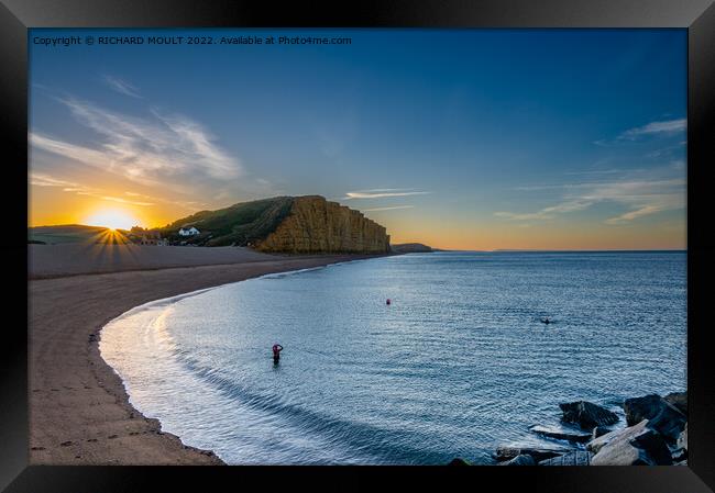 Early Morning Swim At West Bay In Dorset Framed Print by RICHARD MOULT