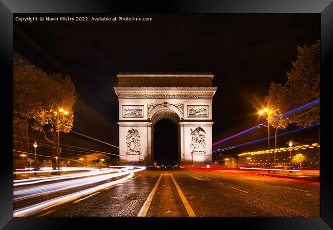 The Arc de Triomphe de l'Étoile, Paris, France  Framed Print by Navin Mistry