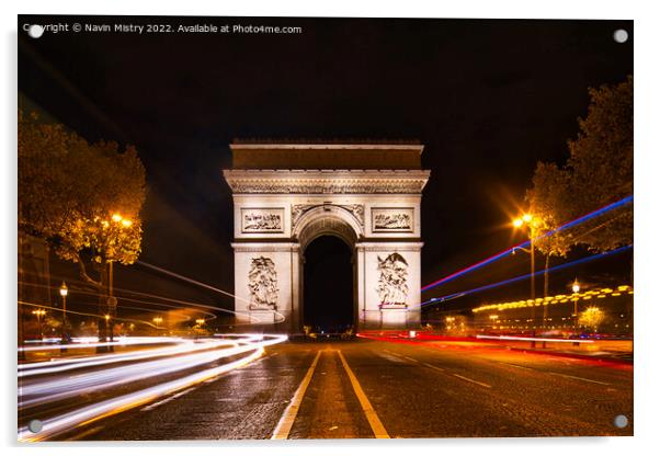 The Arc de Triomphe de l'Étoile, Paris, France  Acrylic by Navin Mistry