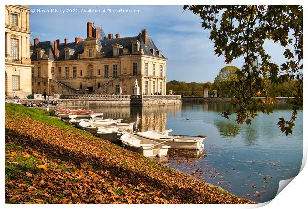  Château de Fontainebleau seen in the Autumn Print by Navin Mistry