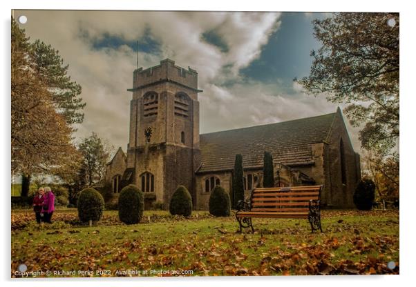 Autumn leaves the church Acrylic by Richard Perks