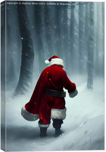 AI Art Santa in the woods Canvas Print by Stephen Pimm