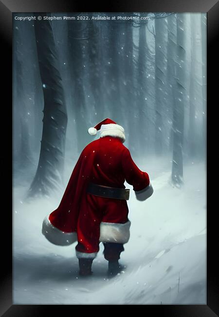 AI Art Santa in the woods Framed Print by Stephen Pimm