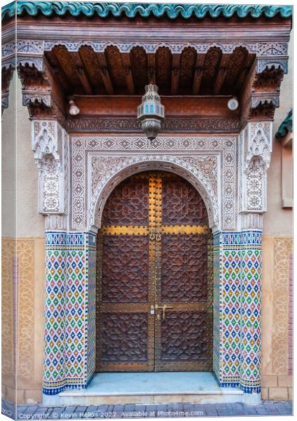 Moroccan style door and entrance, Marrakech, Morocco Canvas Print by Kevin Hellon