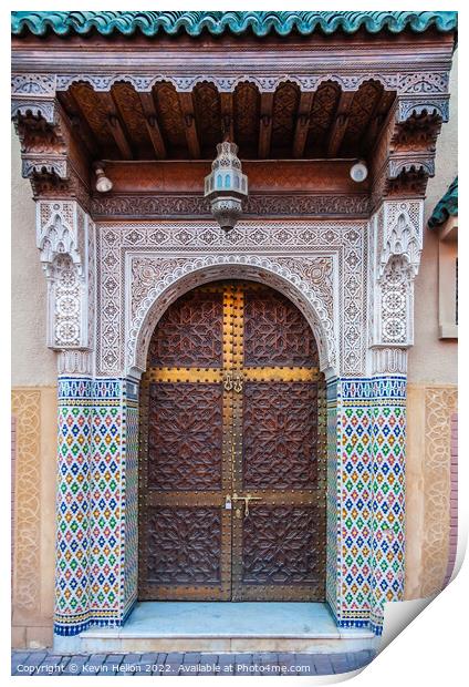 Moroccan style door and entrance, Marrakech, Morocco Print by Kevin Hellon