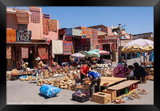 Market place in Marrakech, Morocco Framed Print by Kevin Hellon