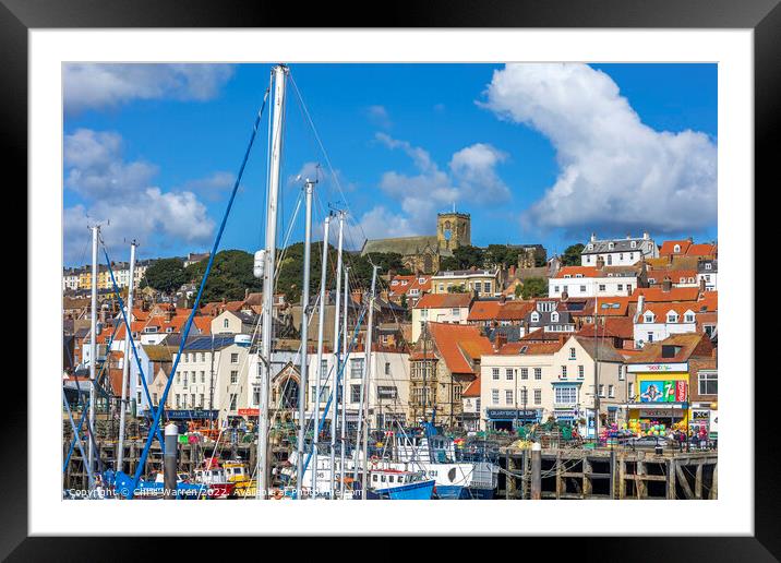 Boats moored at the Quayside Scarborough Framed Mounted Print by Chris Warren