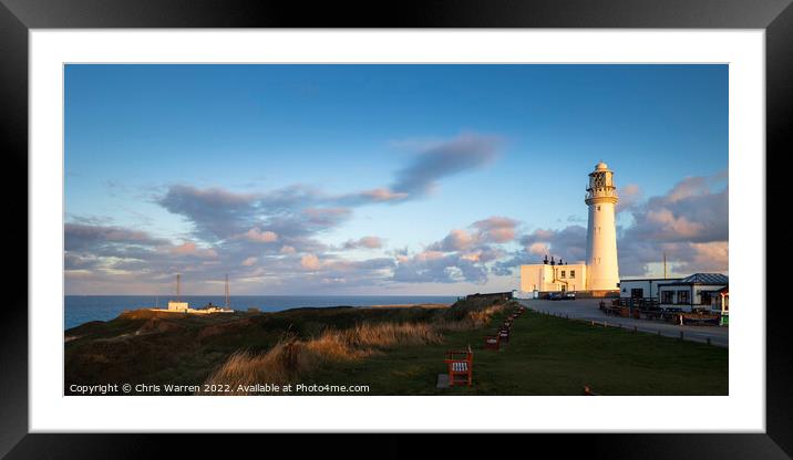 Flamborough Lighthouse Flamborough Head in the eve Framed Mounted Print by Chris Warren