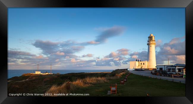 Flamborough Lighthouse Flamborough Head in the eve Framed Print by Chris Warren