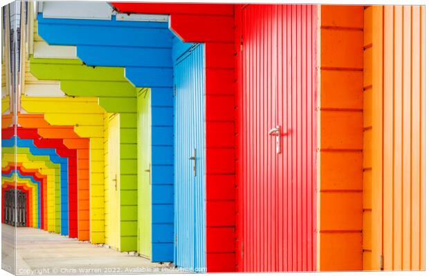 Brightly coloured Beach Huts at North Bay Scarboro Canvas Print by Chris Warren