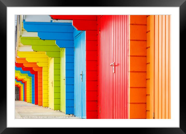 Brightly coloured Beach Huts at North Bay Scarboro Framed Mounted Print by Chris Warren