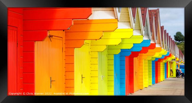 Brightly coloured Beach Huts at North Bay Scarboro Framed Print by Chris Warren