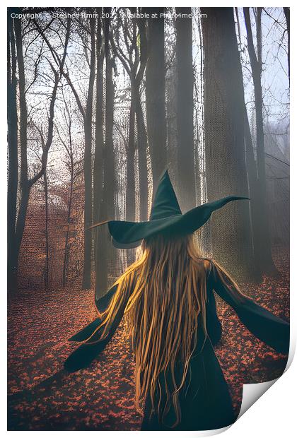 AI Witch in the woods Print by Stephen Pimm