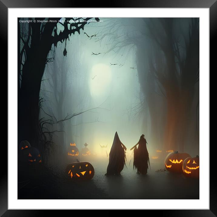 AI Halloween Scene Framed Mounted Print by Stephen Pimm