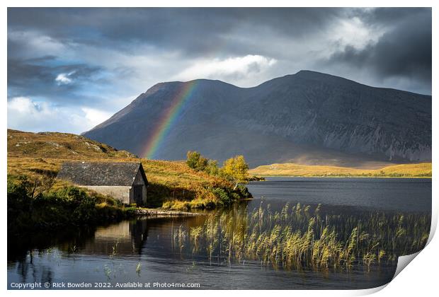 Majestic Rainbow over Arkle and Loch Stack Print by Rick Bowden