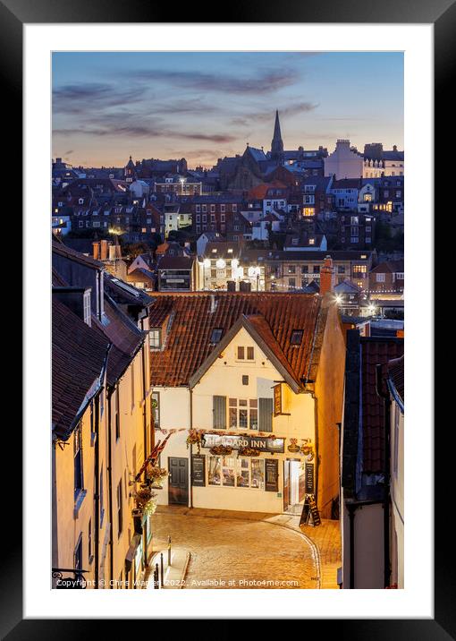 Across the roofs of Whitby Yorkshire twilight Framed Mounted Print by Chris Warren