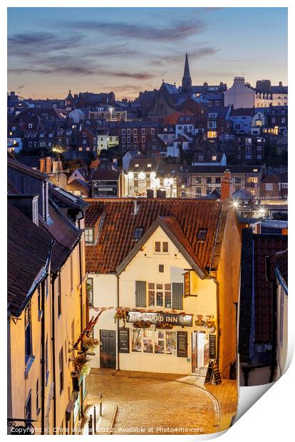 Across the roofs of Whitby Yorkshire twilight Print by Chris Warren