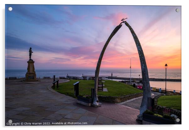 Whalebone Arch & Captain Cook Statue Whitby Acrylic by Chris Warren