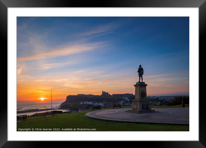 Captain Cook memorial Statue Whitby Yorkshire  Framed Mounted Print by Chris Warren