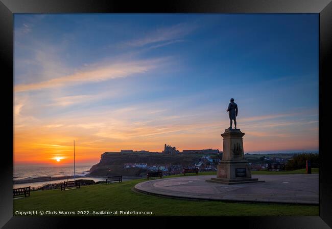 Captain Cook memorial Statue Whitby Yorkshire  Framed Print by Chris Warren
