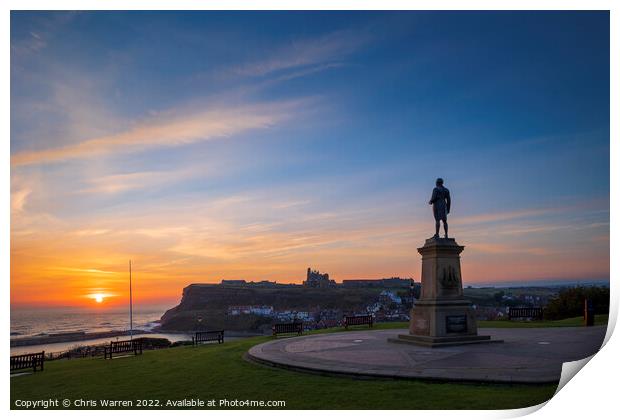 Captain Cook memorial Statue Whitby Yorkshire  Print by Chris Warren
